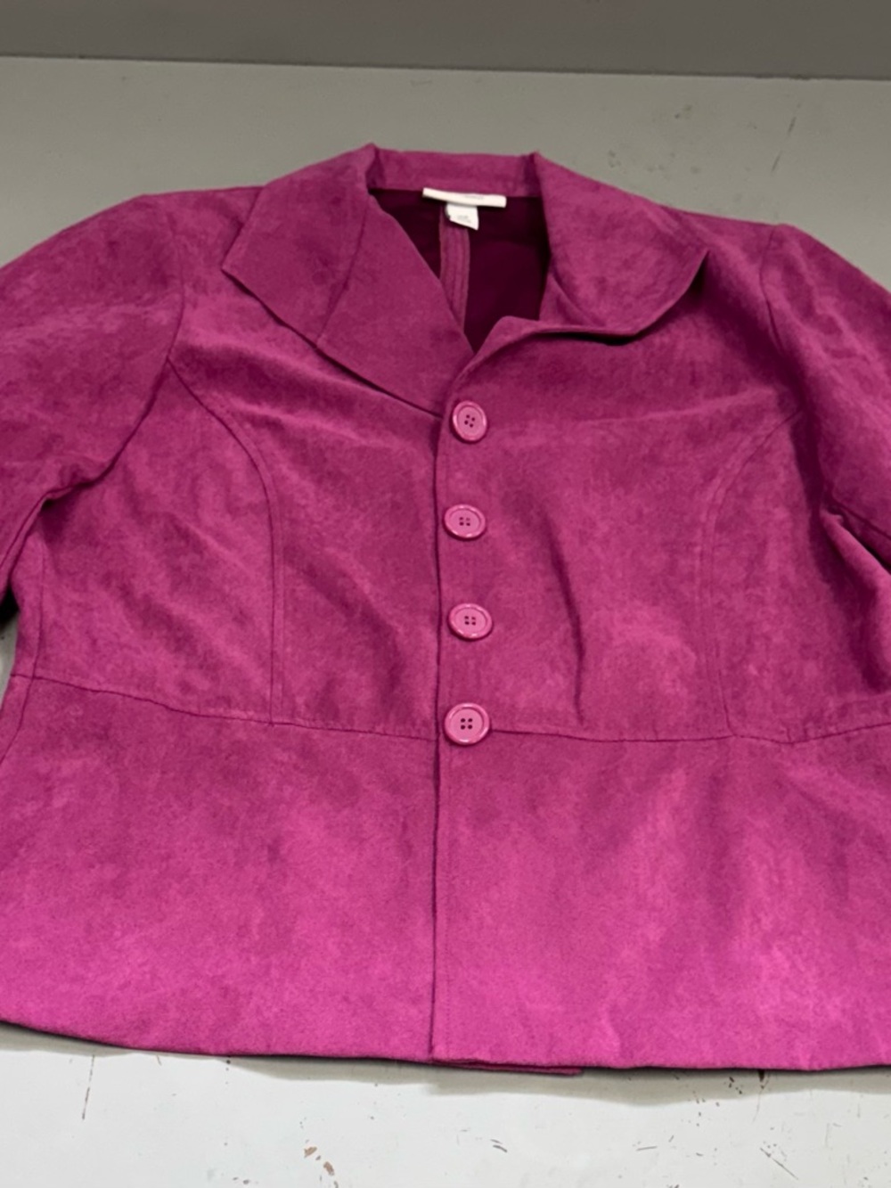 Dressbarn Womens Fuchsia Suede Button-Front Blazer plus size 14 W